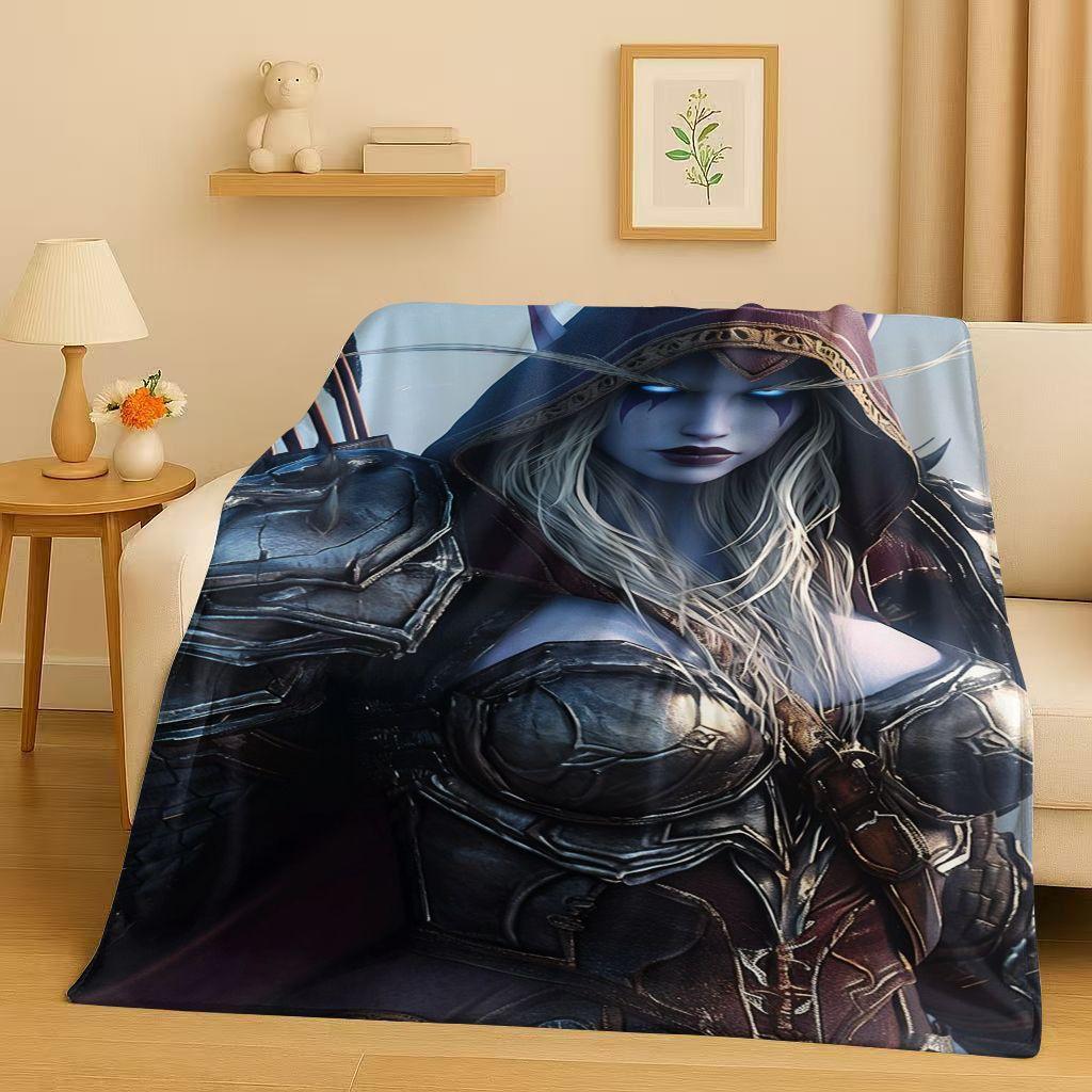 

3D WOW World of Warcraft Game Demon Hunter Arthas Cartoon Flannel Blanket,Ultra Soft Plush Throw for Home Bedroom Bed Sofa Cover 75x90cm