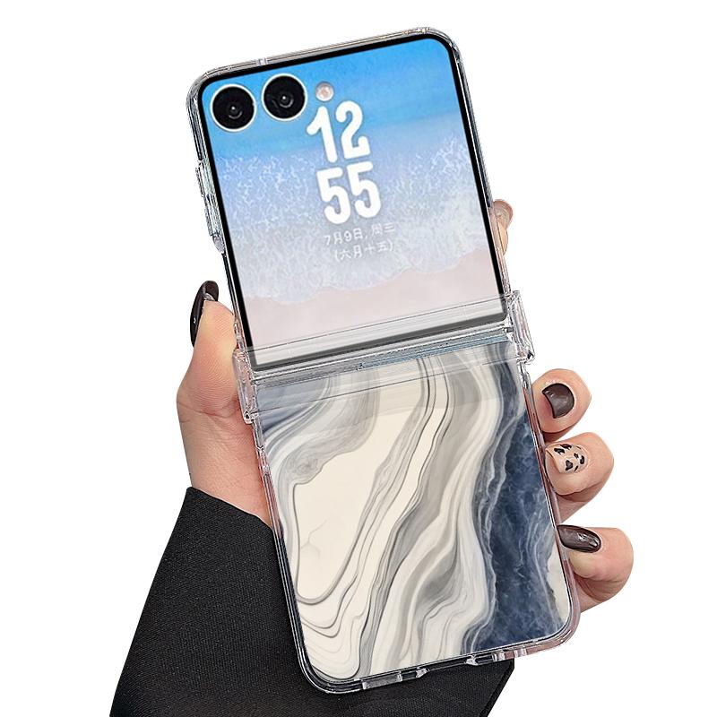Colorful Marble Case For Samsung Z Flip 8 7 6 5 4 Magnetic For Magsafe Clear PC Hard Folding Phone Cover For Galaxy Z Flip8 Flip7 Flip6