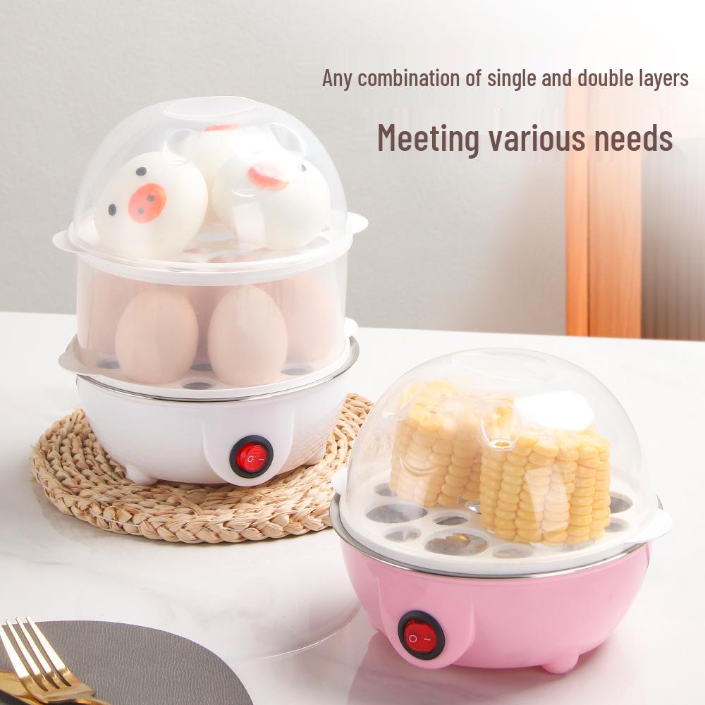 Compact Multi-Functional Egg Cooker: Single-Layer Steamed Egg Machine for Dorm Breakfasts, Anti-Dry Burning Feature