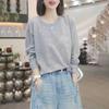 Women's Long Sleeve T-Shirt Round Neck Letter Rhinestone Loose Lazy Style Casual Blouse Top