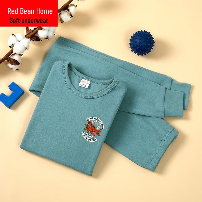 Hodohome Boys' Pure Cotton Warm Underwear & Pajama Set