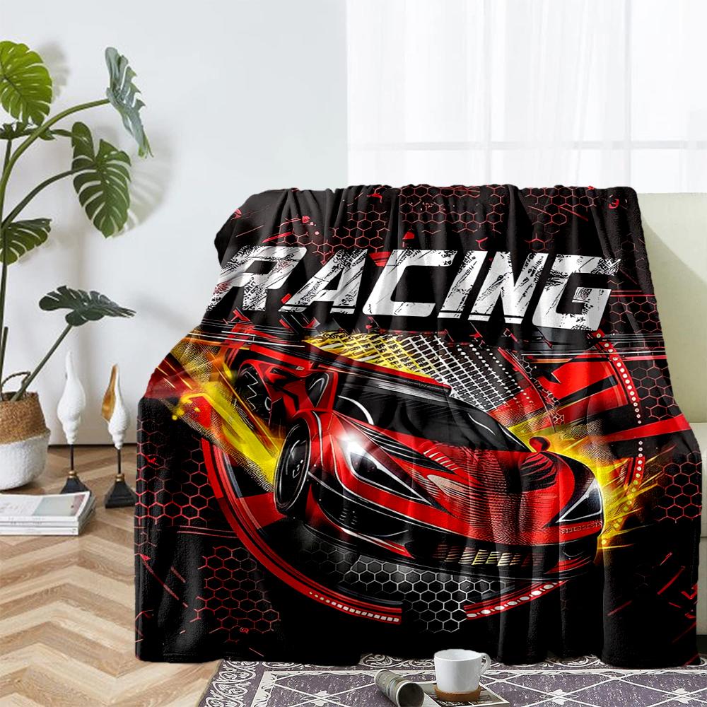 Racing Theme Printed Blanket - Perfect for Couch, Bed, Travel & Outdoor Use | Machine Washable, Cozy & Durable.