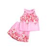 Children's Fashion Printed Halter Sleeveless Vest Casual Shorts Set,autumn Girls' Sweet  Set