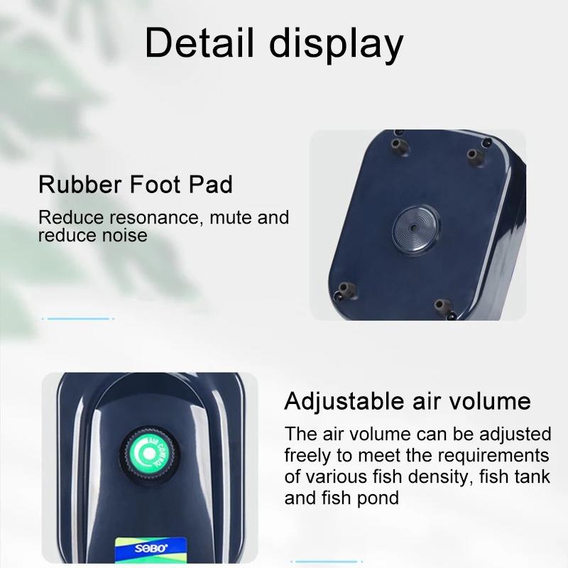Tiché akvarijní kyslíkové vzduchové čerpadlo akvárium nastavitelné množství okysličovač vzduchový kompresor provzdušňovač