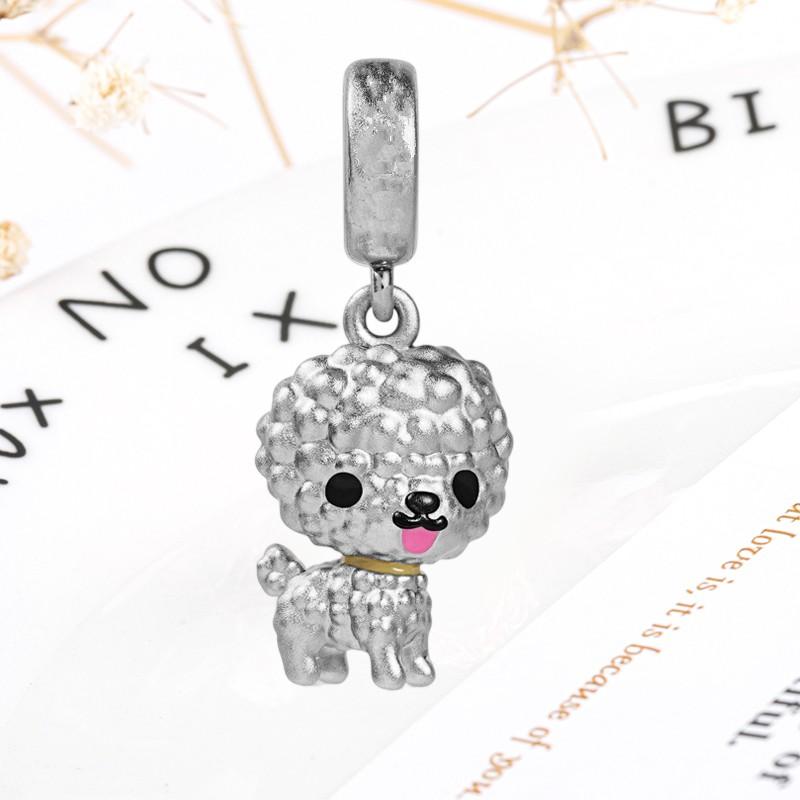 DIY Sparkling Paw Print Charm Beads for Pet Cat Dog Bracelets Jewelry Gifts Accessories