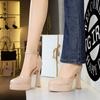 Fashion American Hollow Sandals Round Toe One-Button Hollow Women's Shoes Thick Heel Double-Layer Waterproof Platform High Heel Shoes