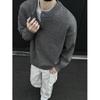 Men's High-End Retro Henley Collar Long Sleeve Knit Sweater for Autumn and Winter