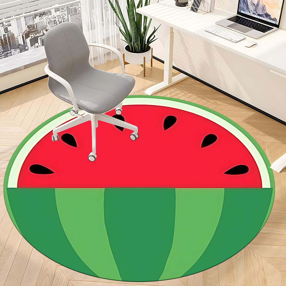 1pc Watermelon Slice Office Round Area Rug, Mat Suitable For Office, Under Office Chairs Bedroom Living Room Home Decor, Room Deco