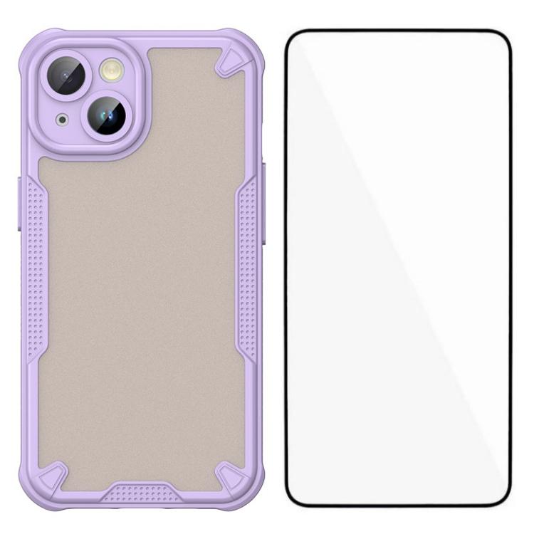 

WANLONFENG MFFJ Series For iPhone 13 Case Anti Drop TPU Phone Back Cover with Screen Film Purple