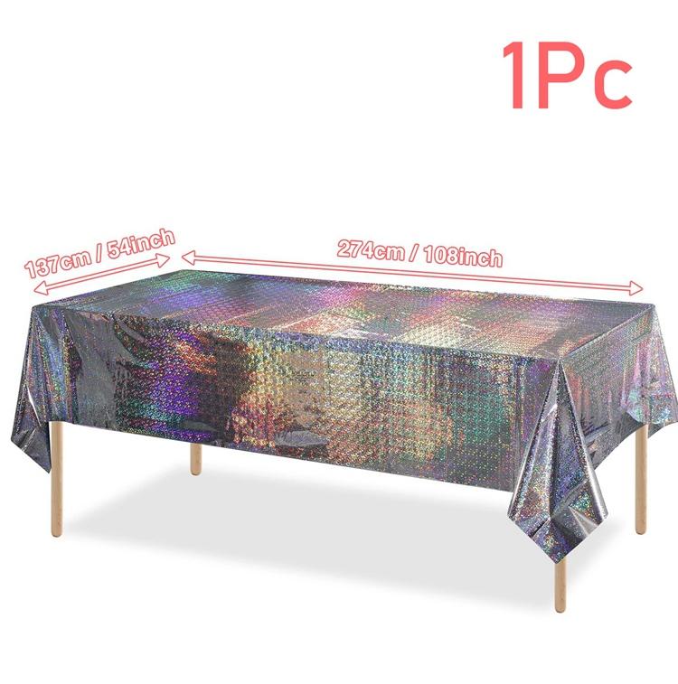 Iridescence Laser Aluminum Film Tablecloth Table Cover Happy Birthday Party Decortion Kids Baby Shower Decor Tablecloth Supplies