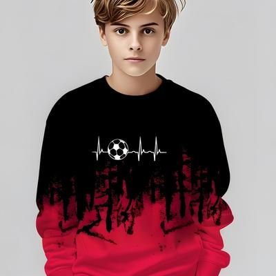 Trendy Boy Round Neck Fashionable Casual Gradient Feng Shui Ink Printed Children's Hoodie, Spring and Autumn Styles