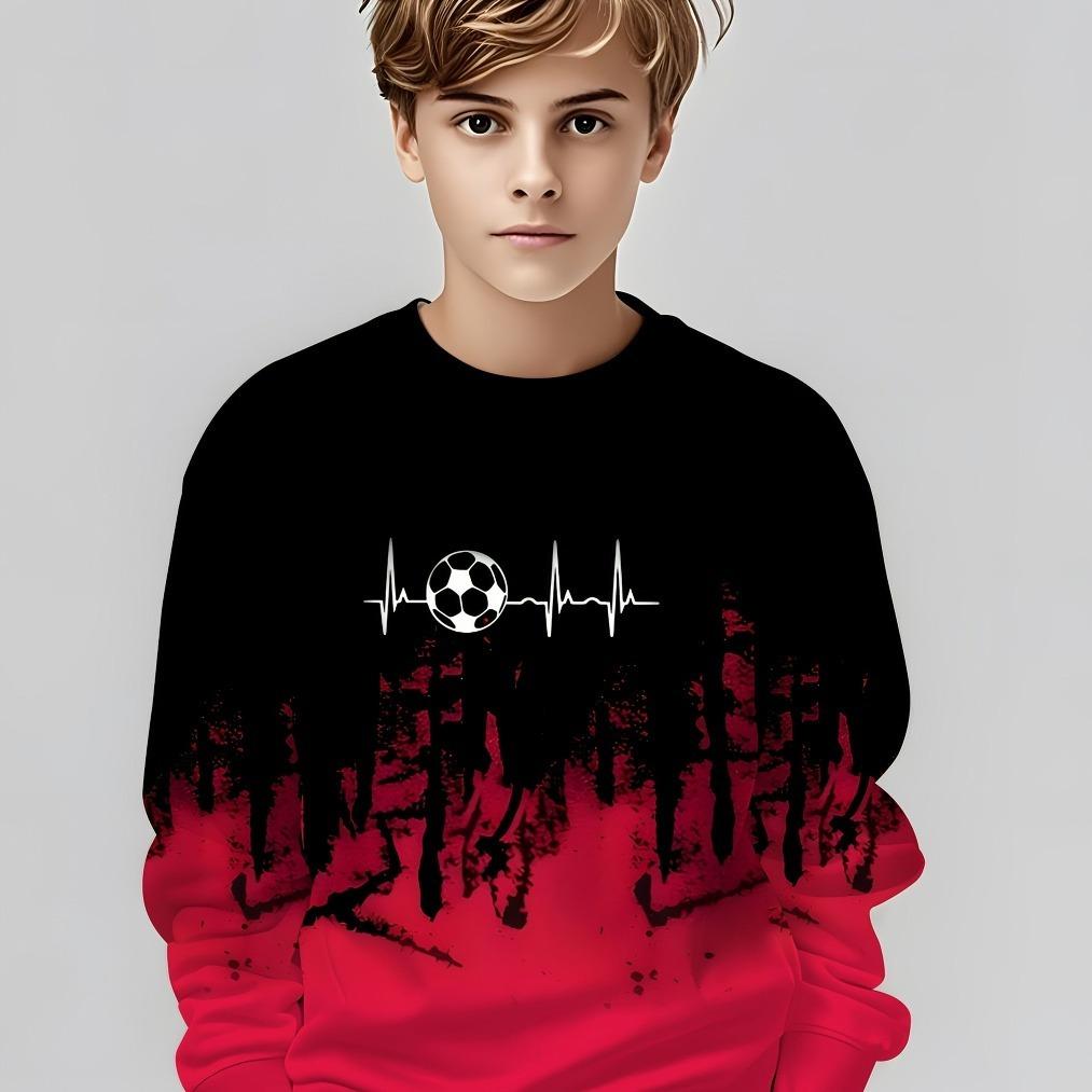 

Trendy boy round neck fashionable casual gradient Feng Shui ink printed children s hoodie, spring and autumn styles 13-14Y