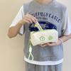Simple Quilting Women's Cosmetic Bag Cute Cartoon Embroidery Female Travel Wash Storage Bags Large Cute Students Pencil Case