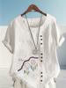 Women's Fashion Feather Pattern Print Shot Sleeve T-shirt Loose Cotton Shirt Casual Loose Summer Plus Size Blouse Tops