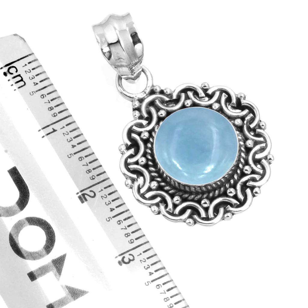 925 Sterling Silver Pendant Women Gemstone Handmade Jewelry Birthday Gift Amazonite Angelite Blue Opal Botswana Agate Mohave Azurite Chrysocolla