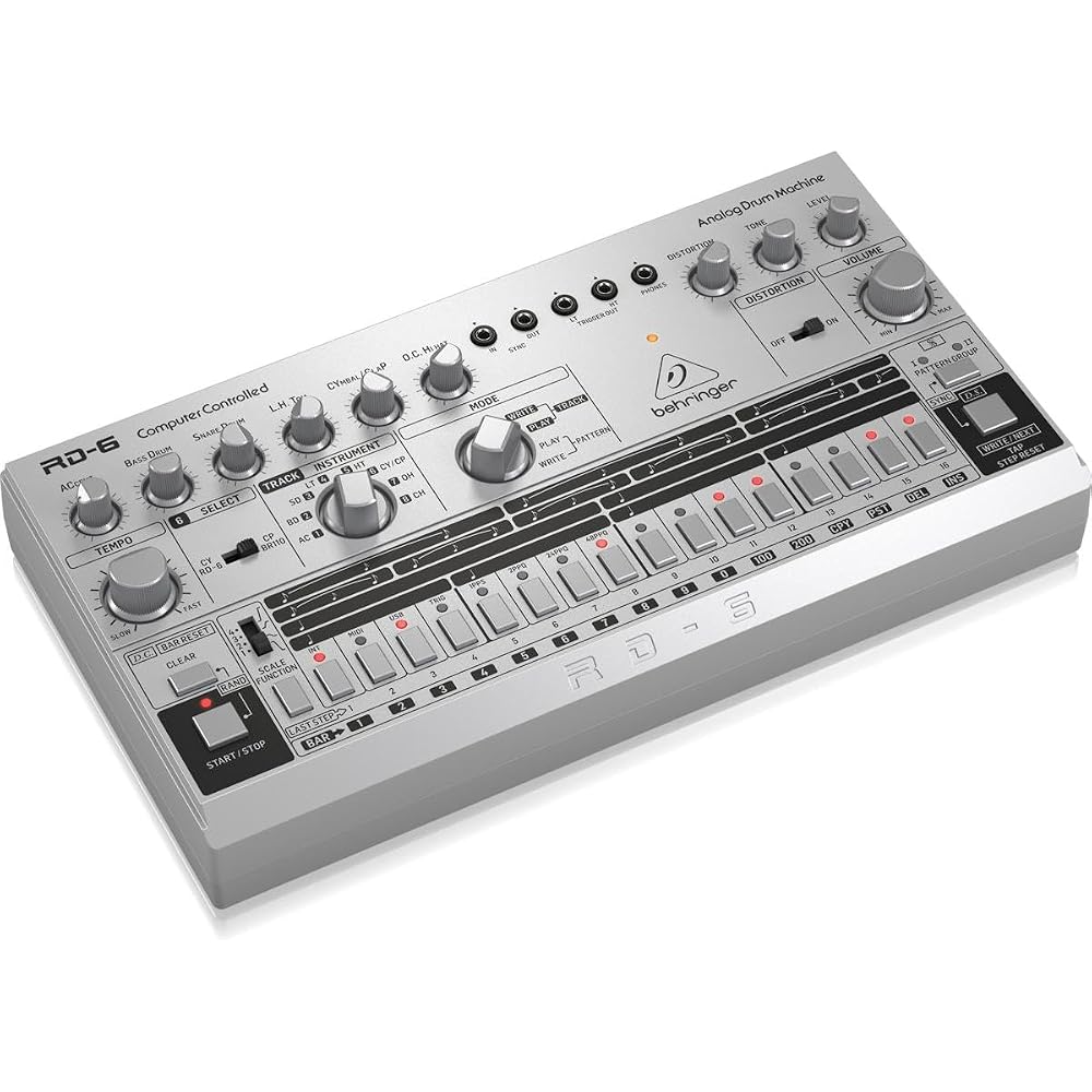 Behringer RD-6-SR Analog Drum Machine USB/DIN MIDI Compatible 16 Step Sequencer with Analog Disto...