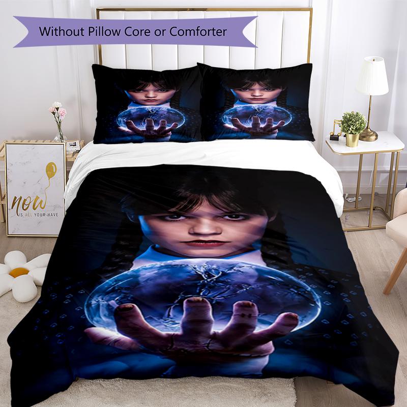 3pcs Wednesday Bedding Set Duvet Cover Closure Includes 1 Duvet Cover & 2 Pillowcases, Soft and Comfortable for All Seasons.