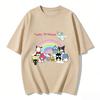 2026 New Sanrio Characters Happy Birthday Cartoon Print Tshirt Family Matching Outfits Casual Short Sleeve Tee Women Unisex Kids