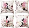4 Stück Leinen Kissenbezüge 45x45cm Dekorative Kissenhüllen für Sofa Schlafzimmer Wohnzimmer Heimdekoration Reißverschluss Kissenbezüge