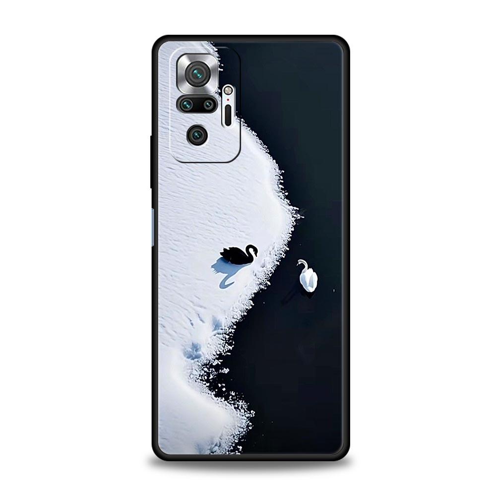 

Phone Case Cover for Redmi 14C 10C Note 15 14 13 12 10 11 Pro Plus K40 5G Soft TPU Shockproof Fundas Elegant White Swan Design Redmi Note 11