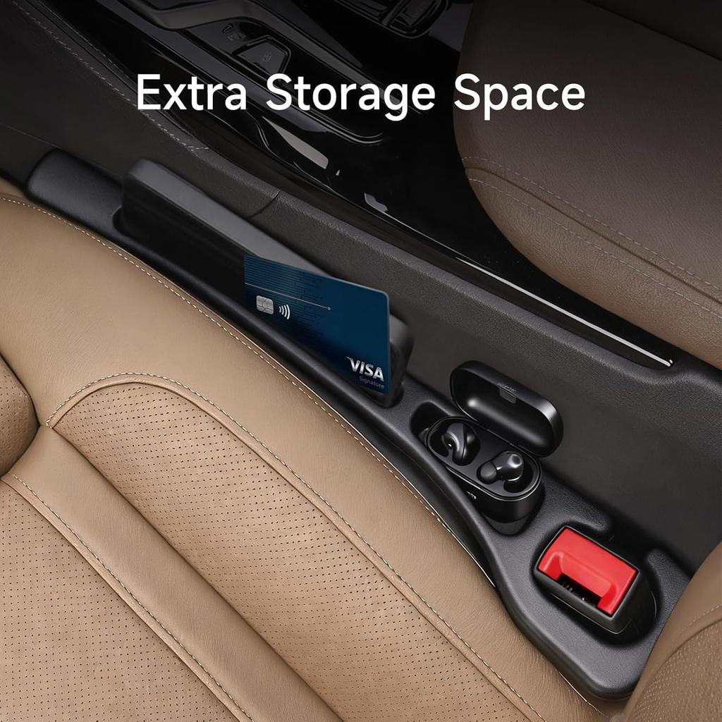 2-Pack Car Seat Gap Filler, No-Drop Seat Side Gap Seam Filler Organizer With Phone Holder, Universal Fit To Fill The Gap Between Seat And Console For