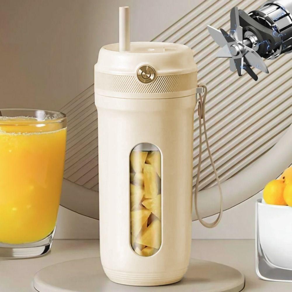 USB Rechargeable Electric Juicer Cup with Detachable Straw Ice Crusher Smoothie Maker Cup  Travel