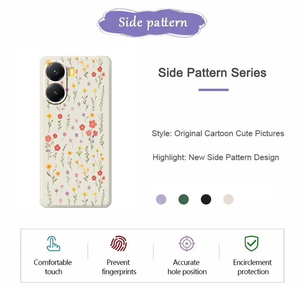 For Xiaomi Redmi Turbo 4 5G/Poco X7 Pro 5G Case Flowers and Grass Pattern Printing Straight Edge TPU Phone Back Cover