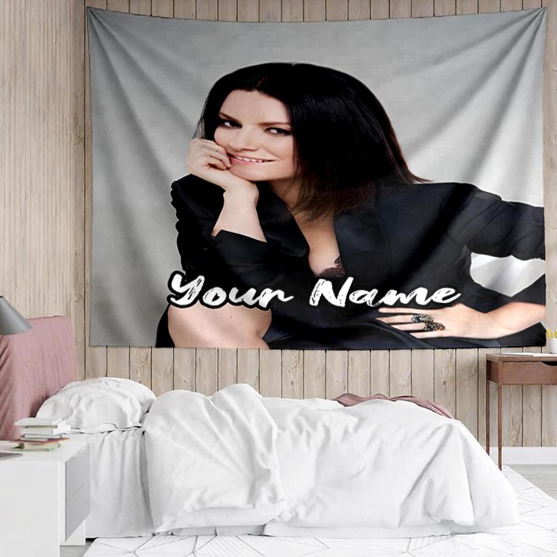 Benutzerdefinierter Name Laura Pausini Druck Wandteppich, Hintergrund, Einfache Montage, Ideal für Schlafzimmer, Büro & Wohnzimmer, mit Ästhetischer Wanddekoration zum Aufhängen.