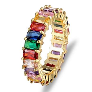 Nidin Top Quality Colorful Rainbow CZ Ring For Women Girls Fashion Engagement Wedding Band Charm Party Jewelry 10 Styles Choice