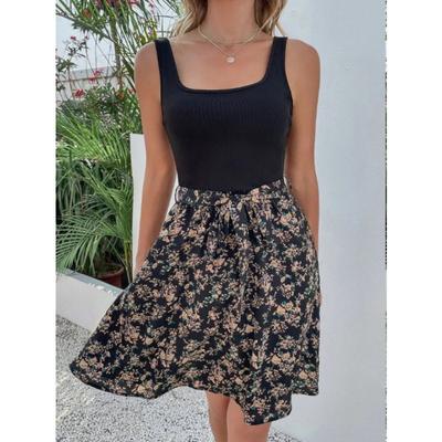 Yaz Kadın Tank Top Baskılı Etek Elbiseler