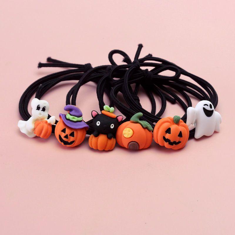Halloween Pumpkin Ghost Hair Ties for Kids – Cartoon Rubber Bands for Girls' Hair Accessories and Bracelets