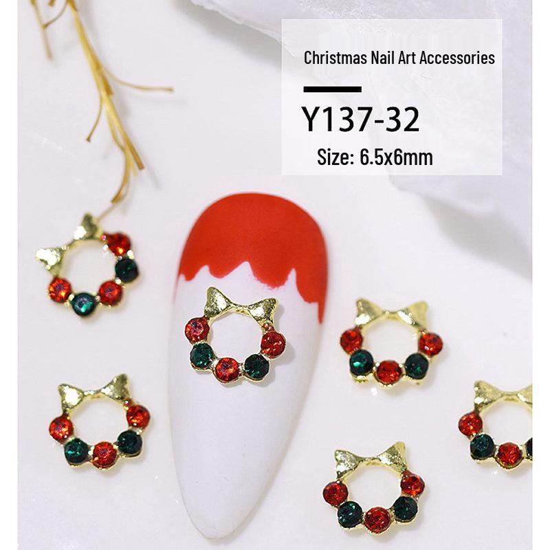 Christmas Alloy Nail Art Decor: Cartoon Santa, Bells, Reindeer, Snowflakes & Rhinestone Accessories