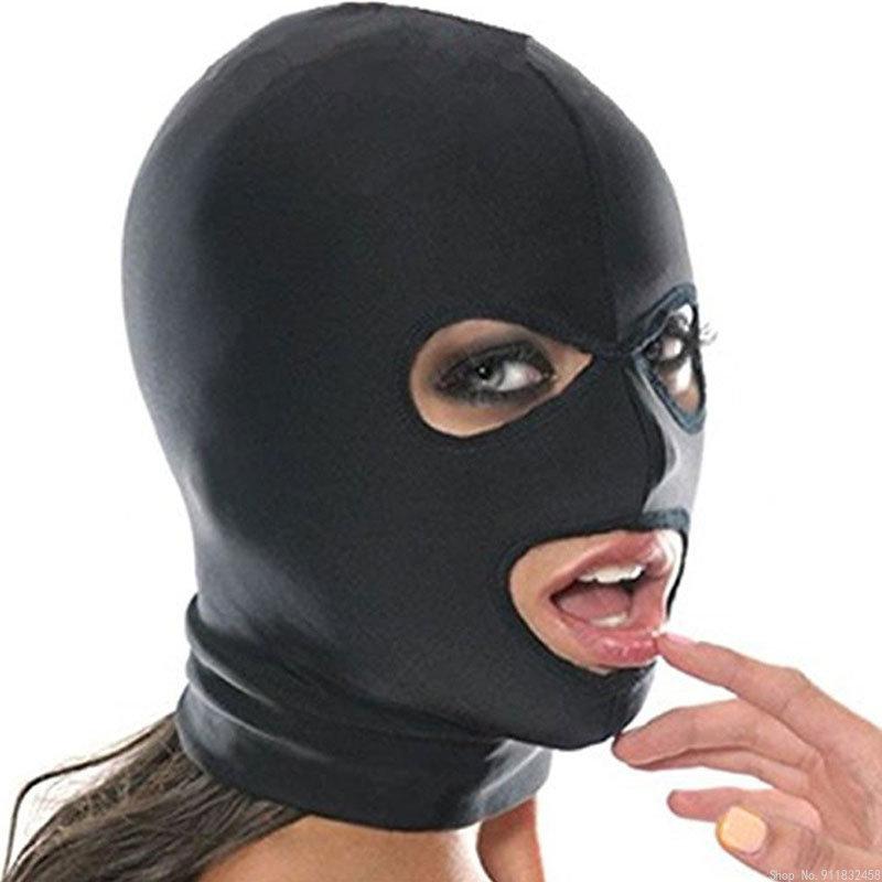 Fetish Slave  Bondage Restraints Sex Mask Mouth Eye Open Head Harness Elasticity Blindfold for Couple New Exotic Accessories