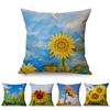 Sunflower Farm Natural Landscape Style Home Decor Sofa Pillow Case Nordic Pastoral Cotton Linen Living Room Chair Cushion Cover