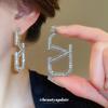 Diamond-encrusted Letter Stud Earrings Women's European and American Niche Earrings Personalized Design Earrings Light Luxury
