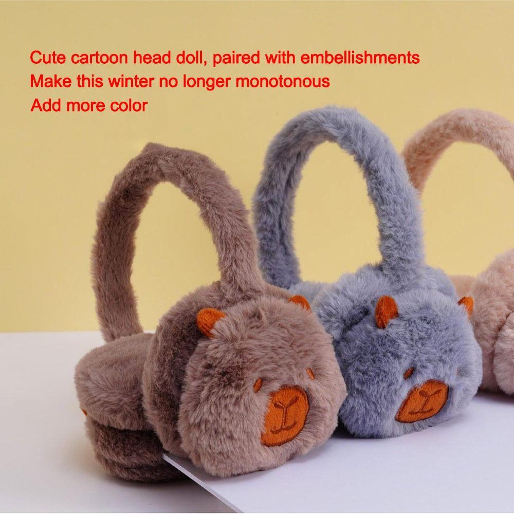 Cartoon Capibara Plush Ear Muffs Winter Warm Earmuffs Thicken Ear Cover Outdoor Cold Protection Earmuffs Soft Plush Earflap