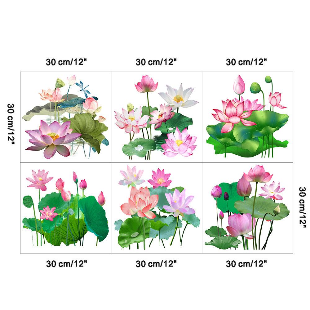 

Современные розовые наклейки на стену с цветком лотоса, зеленые листья для гостиной, водонепроницаемый ТВ-фон, художественные наклейки, украшение для спальни 30*30cmX6pcs зелёный