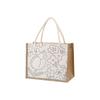 Hand-Painted Graffiti Canvas Tote Bag - Yellow Linen Logo Pattern