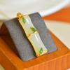 Hotan Jade S925 Silver Inlaid Bamboo Newspaper Peace Pendant for Women