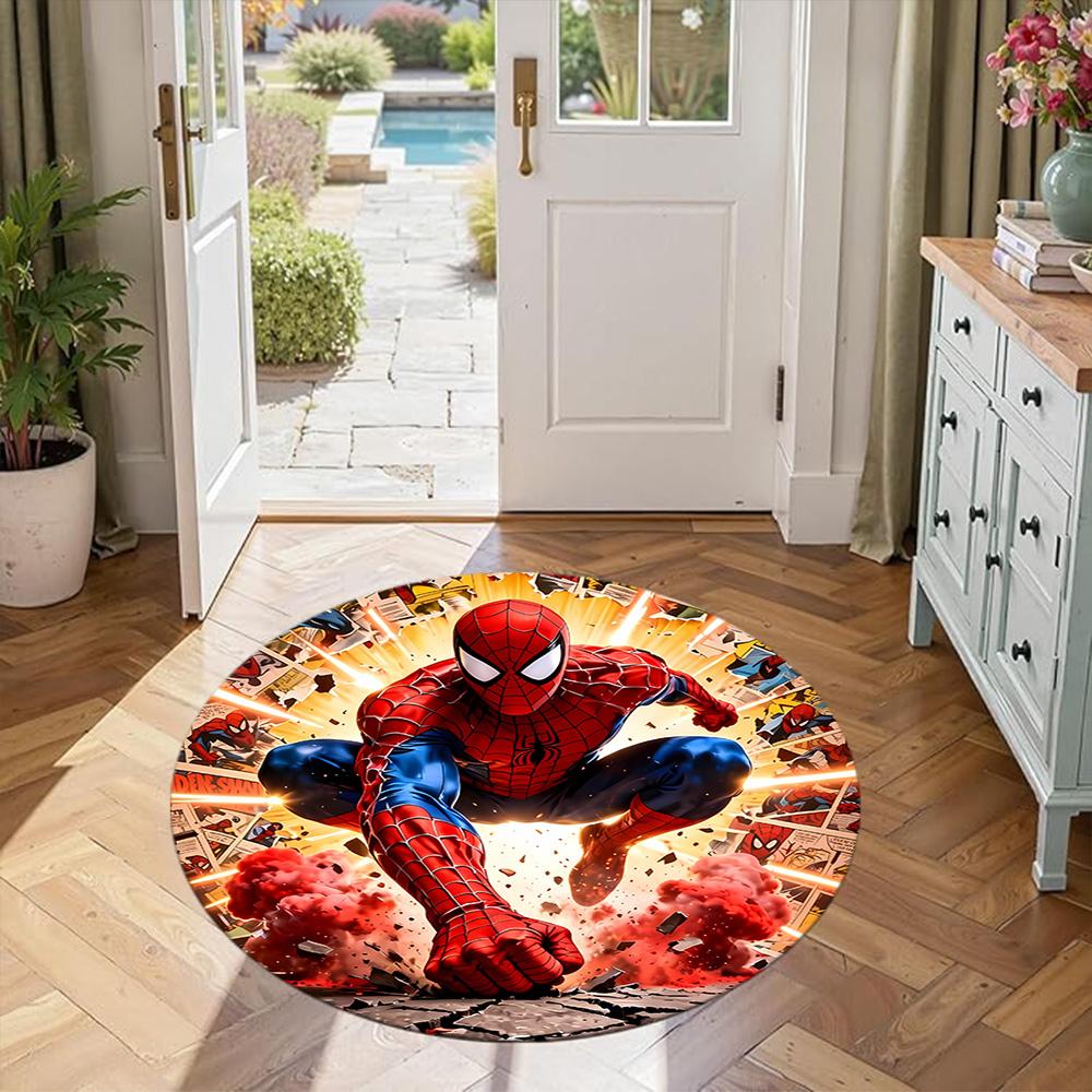 Spider-man Round Floor Mat Design for Dining Room Entryway Decorate room Hallway Antislip Round Carpet Decorate Offices