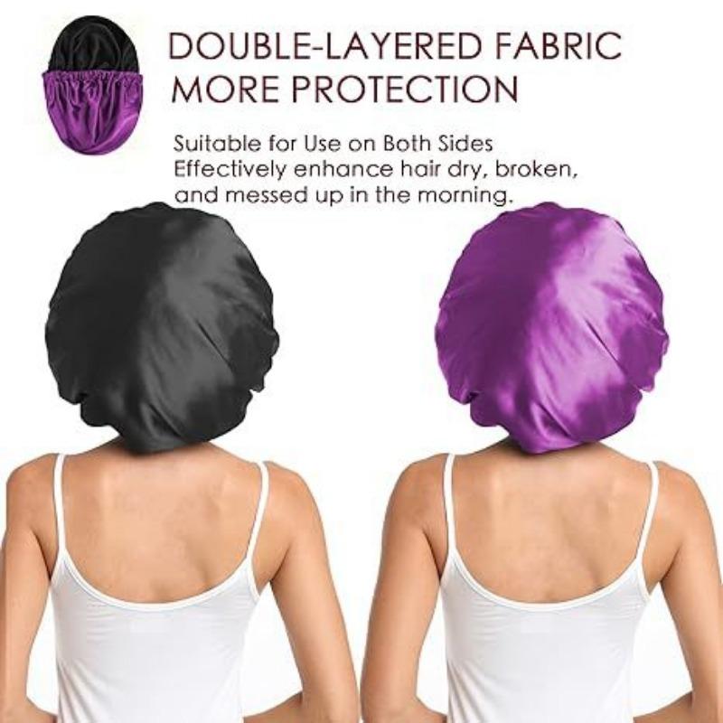 Satin Hat for Sleeping with Invisible Adjustable Buckle Double Layer Ding Soft Comfortable Hair Care Shower Bonnet De Douche