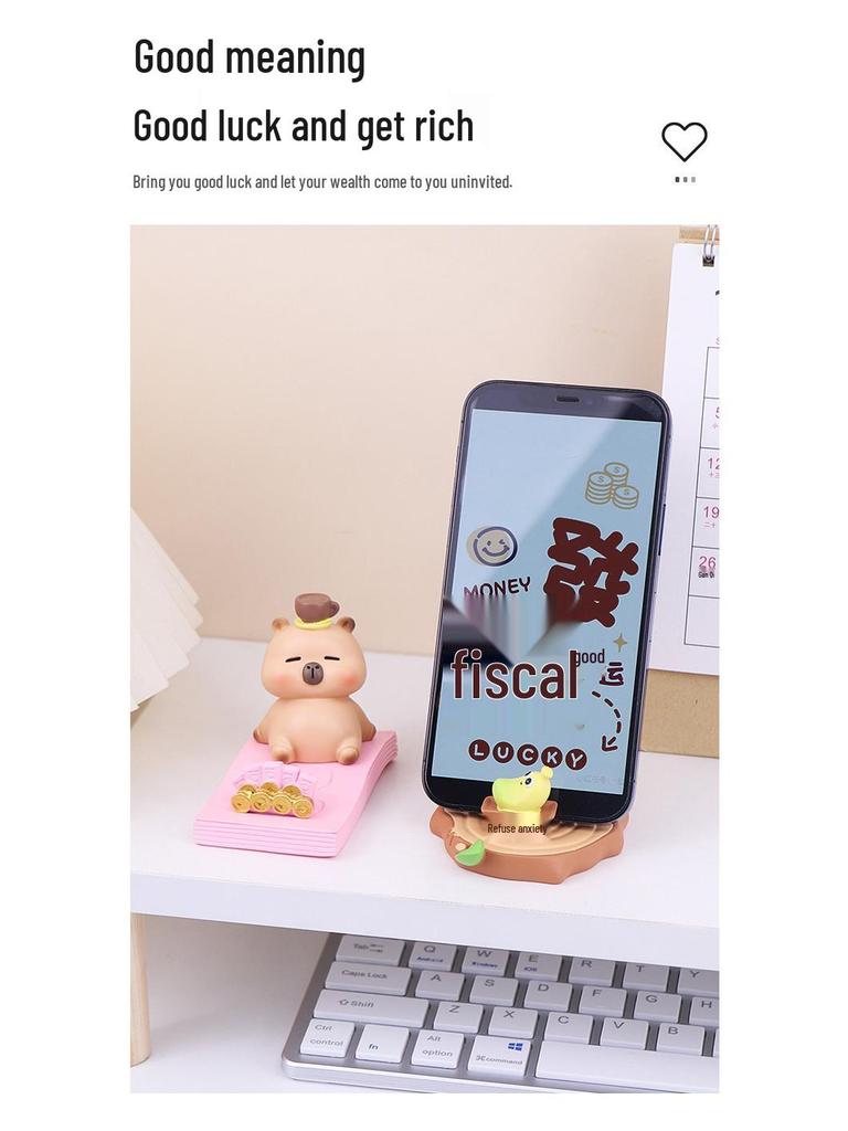 Zen Capybara Phone Stand: Perfect Office Desktop Ornament for Drama Watching
