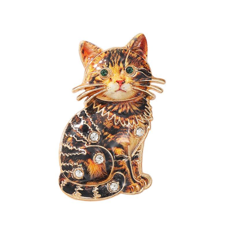 Adorable Rhinestone Kitten Brooch Cute Sitting Cat Animal Pin 1Pcs Fashion Jewelry for Women Girls Wedding Guest Outfit