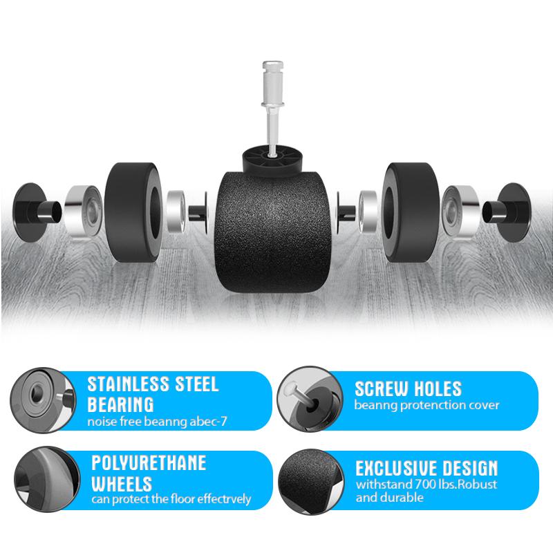 5PCS Universal Mute Chair Wheel 2" Office Chair Caster Replacement Casters Rubber Soft Safe Roller Furniture Wheels