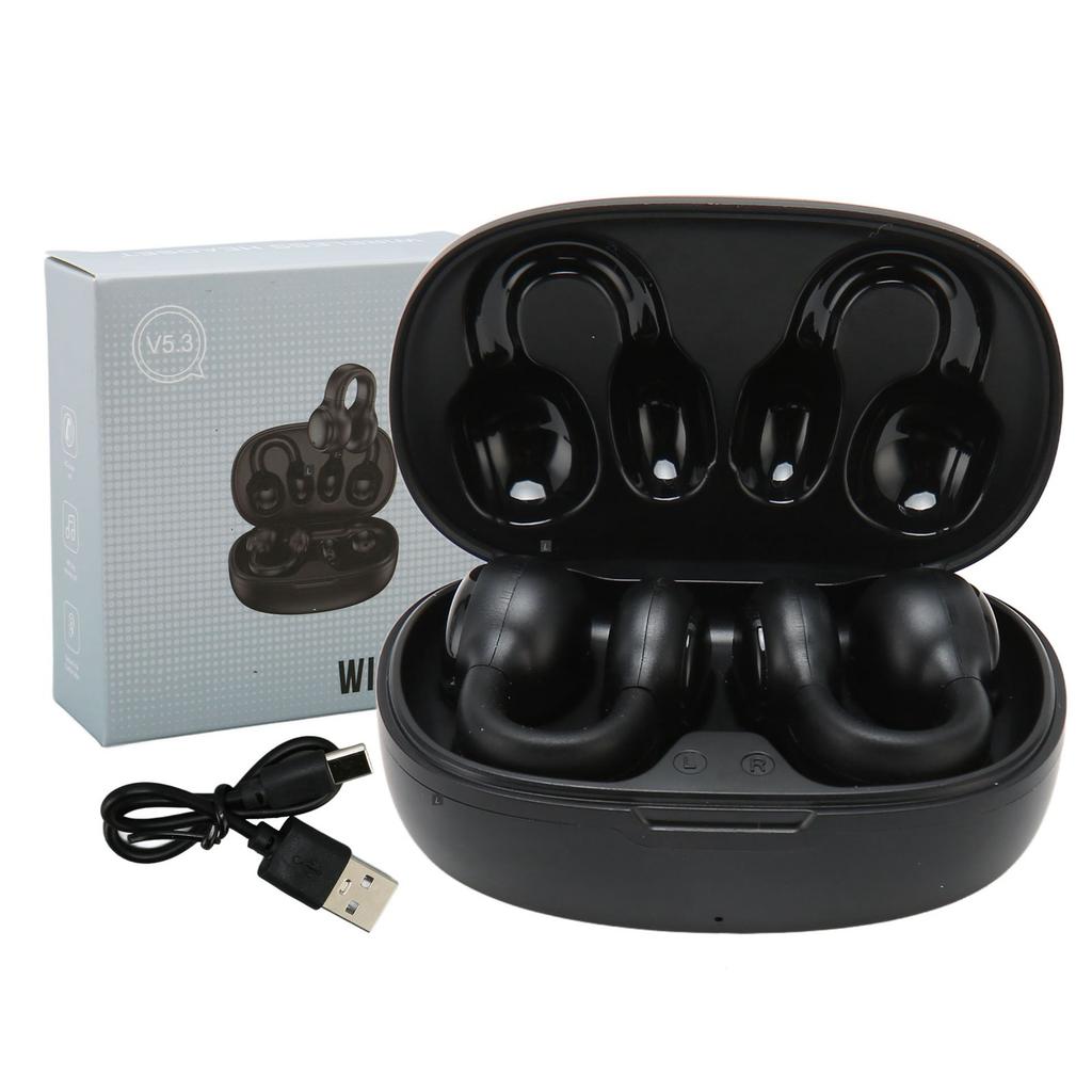 Wireless Earbuds Noise Reduction Bluetooth 5.3 Wireless Sports Earphones with Earhooks for Sports Work Black