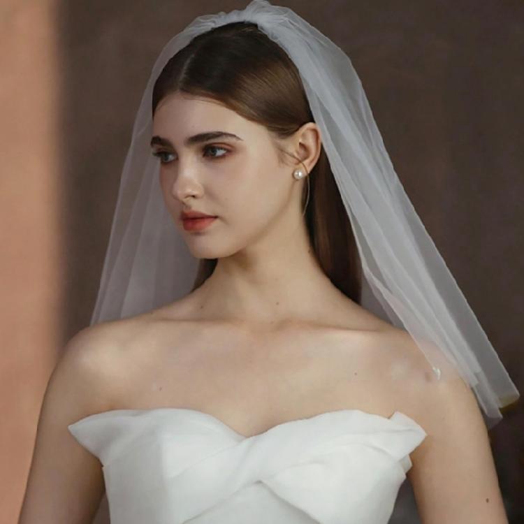 Breathable Meshes Veils Bridal Mantilla Fancy Dress Veils Adjustable Headpiece for Wedding Parties and Showers