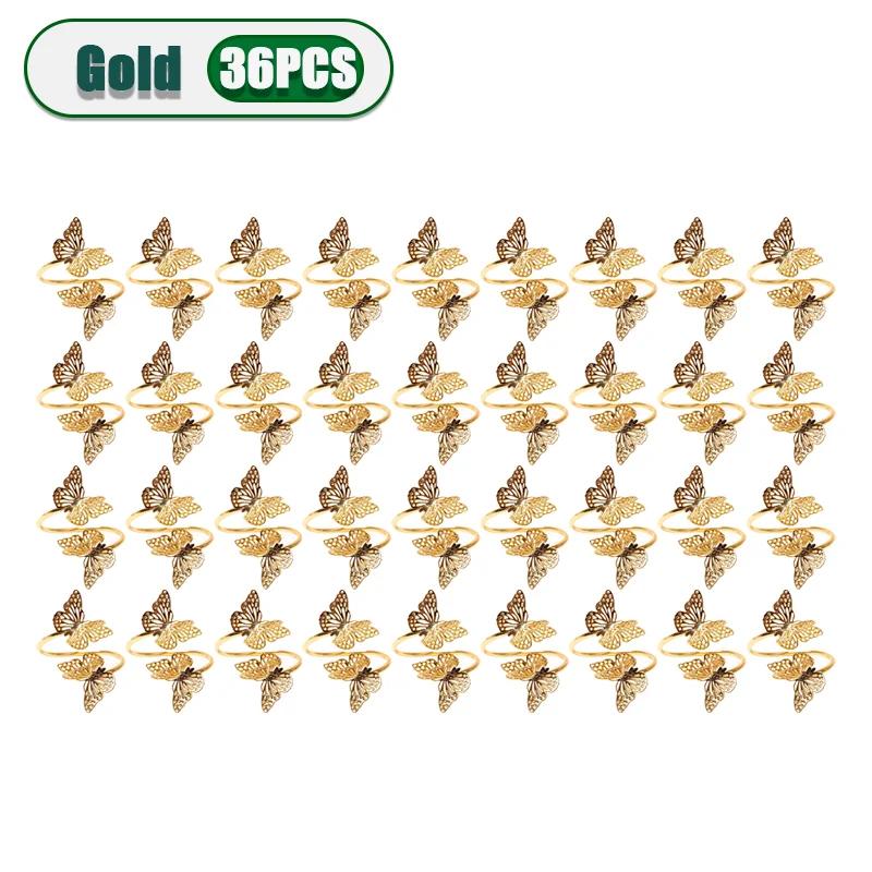 1-36PCS Butterfly Napkin Rings Wedding Table Decor Elegant Napkin Holders Creative Cloth Ring for Party Supplies