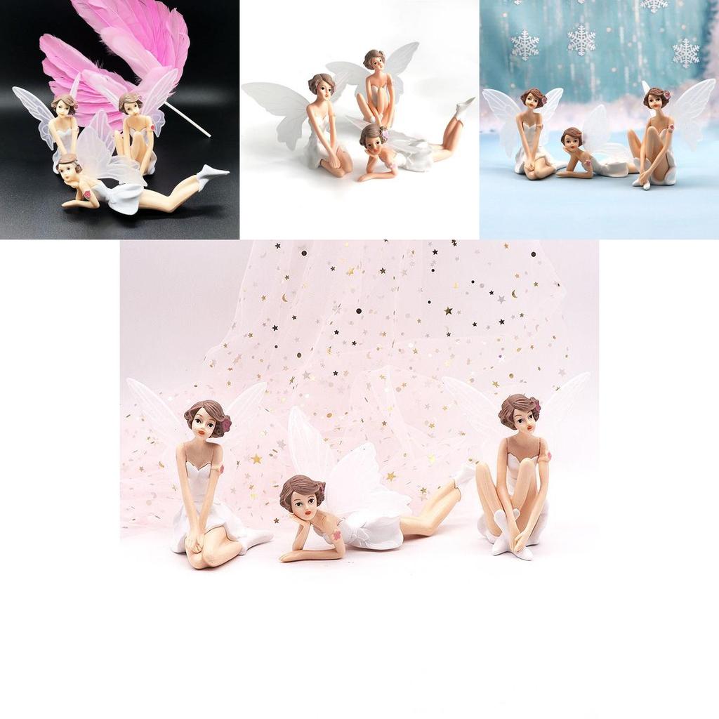 Enchanting Flower Fairy Miniature Figures With Delicate Fly Wings For Dollhouse Decor