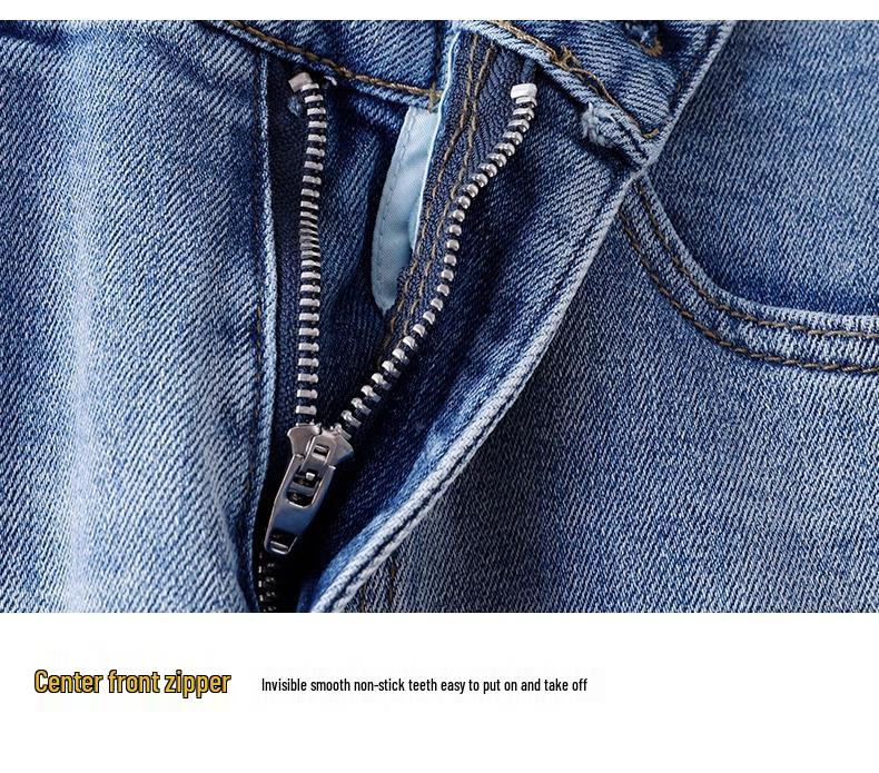 Women's Washed Blue Wide-Leg Jeans - 2025 Spring/Autumn Trendy Scimitar-Cut Loose Slimming Banana Pants