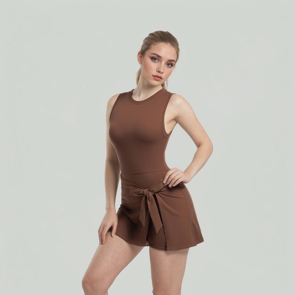 

Женский костюм для тенниса и йоги с защитой от просвечивания и быстросохнущий - Приталенный крой, спортивная одежда на шнуровке с дизайном «два в одном» Extra Large